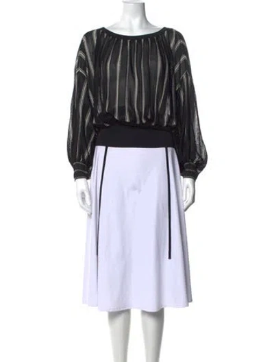 Pre-owned Roberto Cavalli Striped Scoop Neck Blouse In Black