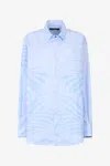 Roberto Cavalli Striped Shirt With Zebra Pattern In Light Blue