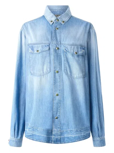 ROBERTO CAVALLI STUD-BUTTON DENIM SHIRT