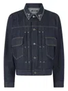 Roberto Cavalli Denim Jacket With Studs And Stones In Blue
