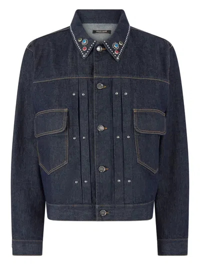 ROBERTO CAVALLI STUD-EMBELLISHED DENIM JACKET