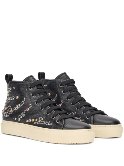 ROBERTO CAVALLI STUD-EMBELLISHED HIGH-TOP SNEAKERS