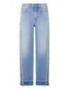 Roberto Cavalli Jeans With Stud And Stone Pattern In Blue