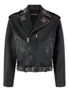 Roberto Cavalli Stud-embellished Leather Biker Jacket In Black