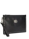 Roberto Cavalli Stud-embellished Logo-plaque Clutch Bag In Black