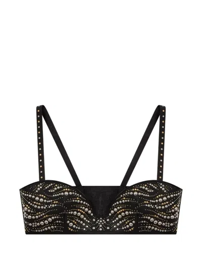 Roberto Cavalli Studded Calf Leather Top In Multi