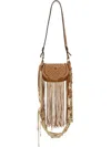 Roberto Cavalli Studded Fringe Shoulder Bag In Brown