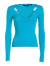 Roberto Cavalli Studded Slim Fit Sweater In Azul Claro