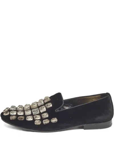 Pre-owned Roberto Cavalli Studded Velvet Loafers