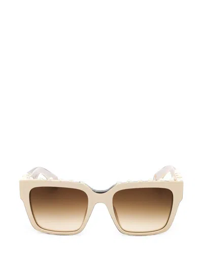Roberto Cavalli Stud-embellished Rectangle-frame Sunglasses In Neutral