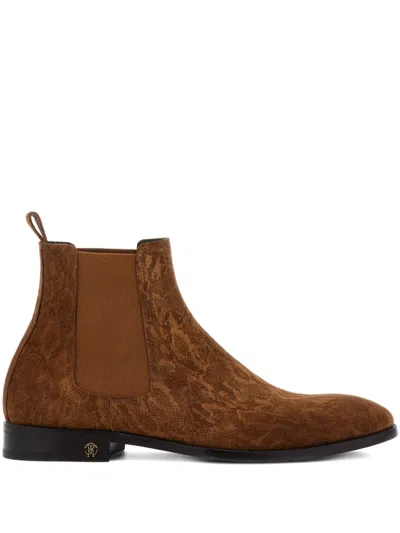 Roberto Cavalli Suede Ankle Boots In Brown