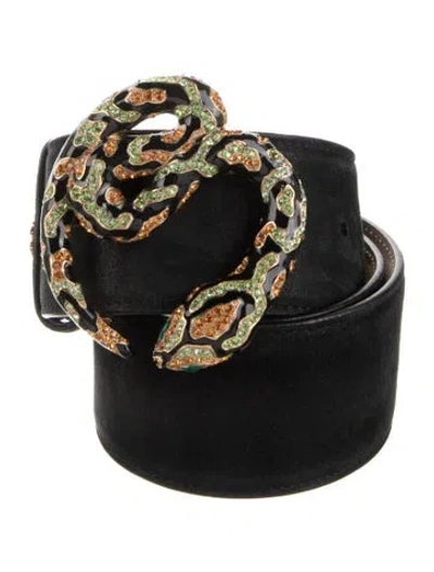 Pre-owned Roberto Cavalli Suede Belt In Black