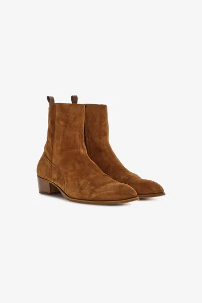 Roberto Cavalli Suede Boots In Brown