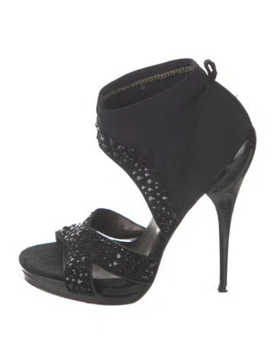 Pre-owned Roberto Cavalli Suede Crystal Embellishments Pumps In Black