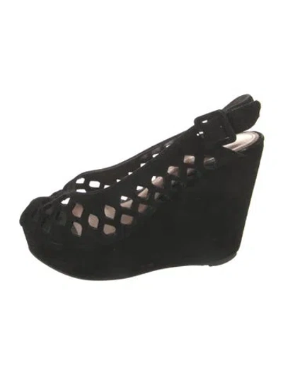 Pre-owned Roberto Cavalli Suede Lace Pattern Pumps In Black