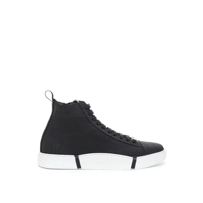 Roberto Cavalli Suede Leather High-top Sneaker In Black