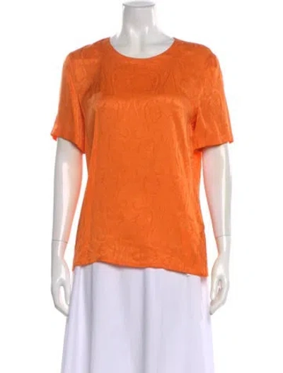 Pre-owned Roberto Cavalli Suede Paisley Print T-shirt In Orange