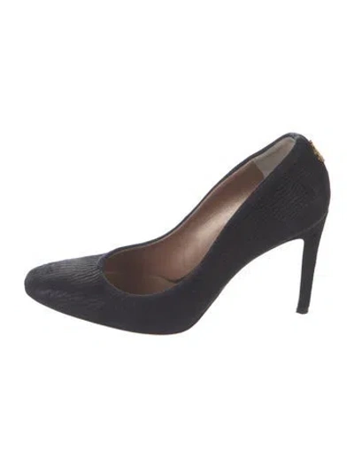Pre-owned Roberto Cavalli Suede Patterned Pumps In Blue