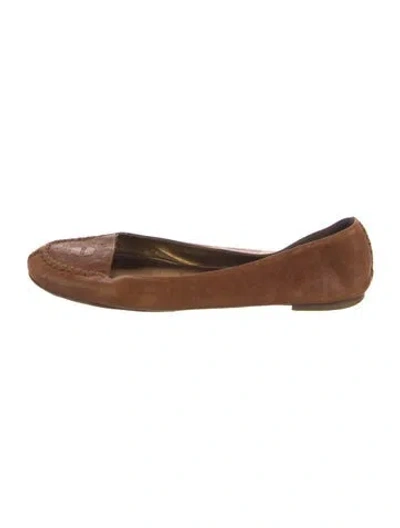Pre-owned Roberto Cavalli Suede Printed Ballet Flats In Brown