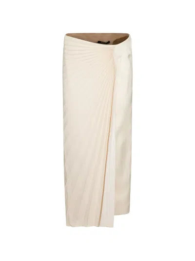 Roberto Cavalli Sunburst-pleated Wrap Skirt In White