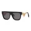 Roberto Cavalli Sunglasses Aviator Full Rim, Shiny Black/gold Frame And Grey Lens Src014m0700 In Black