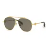 Roberto Cavalli Sunglasses Aviator Full Rim, Yellow Gold Frame And Grey Lens Src008v400p In Gold