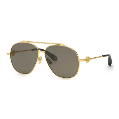 Roberto Cavalli Sunglasses Aviator Full Rim, Yellow Gold Frame And Grey Lens Src008v400p