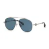 Roberto Cavalli Sunglasses Aviator Full Rim, Yellow Gold Frame And Grey Lens Src008v400p In Blue
