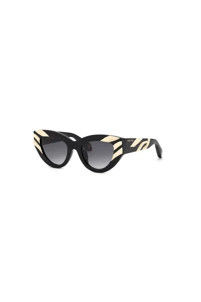 Roberto Cavalli Sunglasses Freedom Print Collection In Black