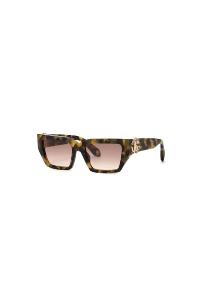 Roberto Cavalli Sunglasses Monogram Collection In Shiny Vintage Havana