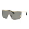 Roberto Cavalli Sunglasses Shield Rimless, Shiny Rose Gold Frame And Grey Lens Src012m0300 In Gold