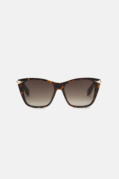Roberto Cavalli Sunglasses With Acetate Front Combined With Metal Temples In Brown