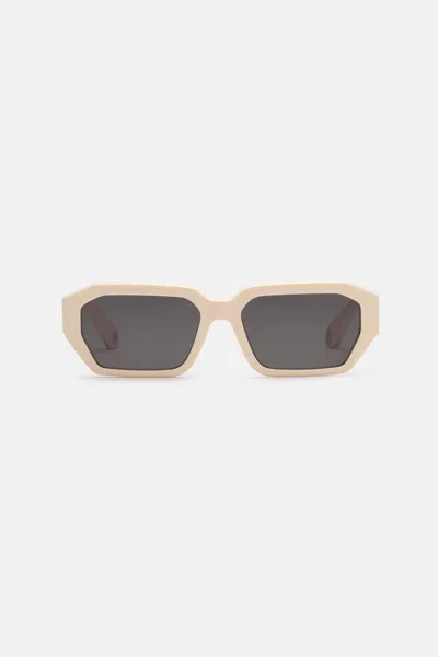Roberto Cavalli Sunglasses With Wide Rectangular Front And Fangs In Neutral