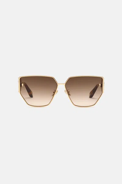 Roberto Cavalli Sunglasses With Wide Shape Front, Metal Fangs Embellishment In Shiny Total Rose Gol