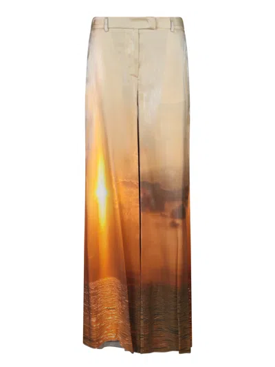 Roberto Cavalli Sunset Aran Multicolor Silk Trousers