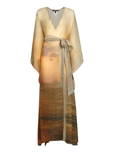 ROBERTO CAVALLI SUNSET MULTI-COLOR KAFTAN DRESS