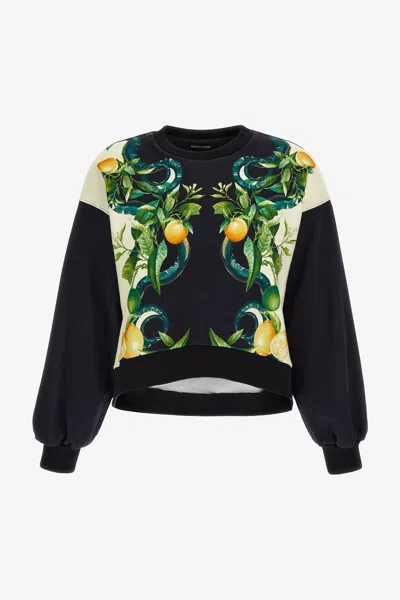 Roberto Cavalli Swatshirt Lemon Print In Black