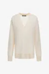Roberto Cavalli V-neck Button-embellished Sweater In White