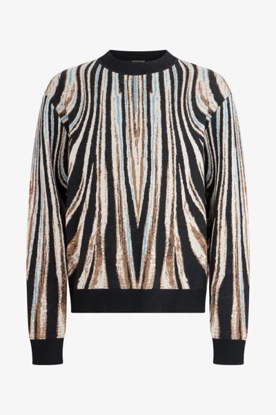 Roberto Cavalli Sweater With Zebra Print In Black