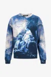 Roberto Cavalli Sweatshirt With Denim Wild Leda Print In Dark Blue