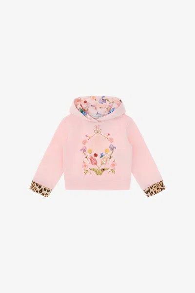 Roberto Cavalli Sweatshirt Mit Print Mit Blumen, Früchten Und Jaguar Skin In Pink