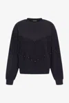 Roberto Cavalli Sweatshirt With Fringe In Nero 191101