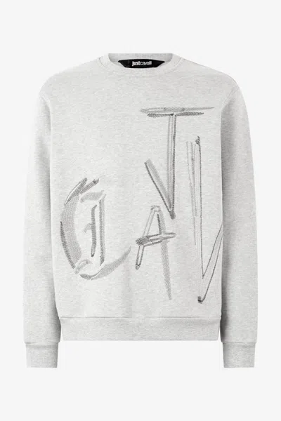 Roberto Cavalli Sweatshirt With Lettering In Gray