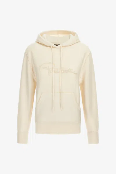 Roberto Cavalli Sweatshirt With Logo In Ivory