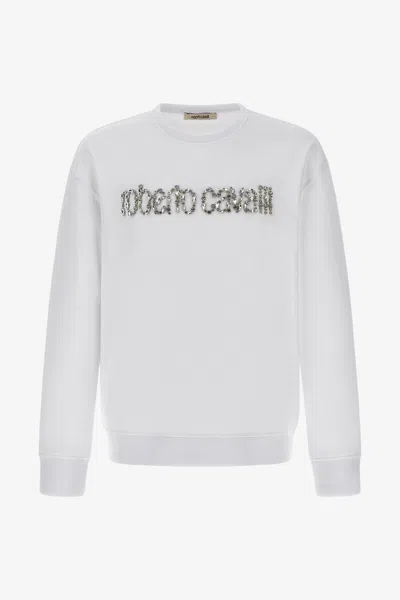 Roberto Cavalli Sweatshirt With Logo In White