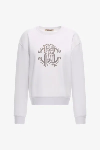 Roberto Cavalli Sweatshirt With Monogram Rc In White
