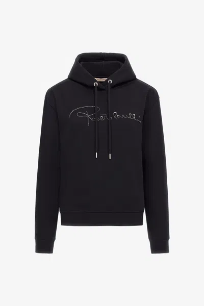 Roberto Cavalli Sweatshirt With Signature In Black