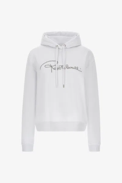 Roberto Cavalli Sweatshirt With Signature In White