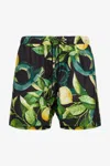 Roberto Cavalli Swim Shorts With Lemon Print In Black