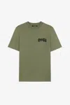 Roberto Cavalli Crystal-embellished Logo-print T-shirt In Green
